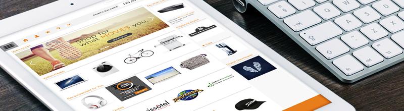 tangible rewards catalog on a tablet device